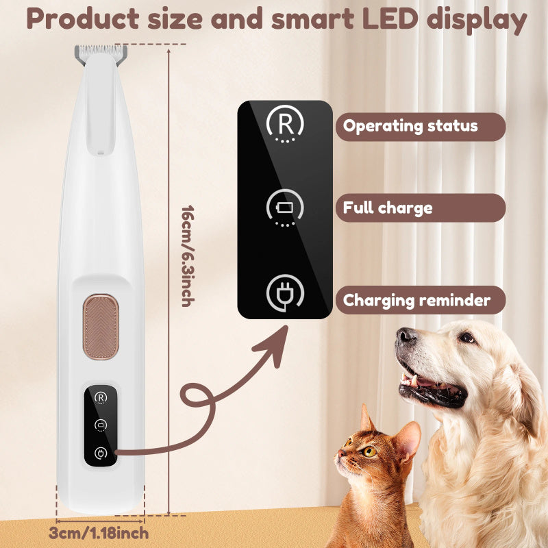 Waterproof Pet Paw Trimmer – LED Light & Display Grooming Clippers