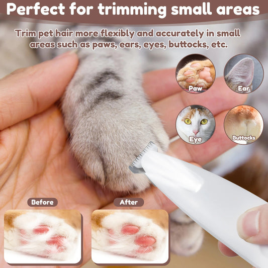 Waterproof Pet Paw Trimmer – LED Light & Display Grooming Clippers
