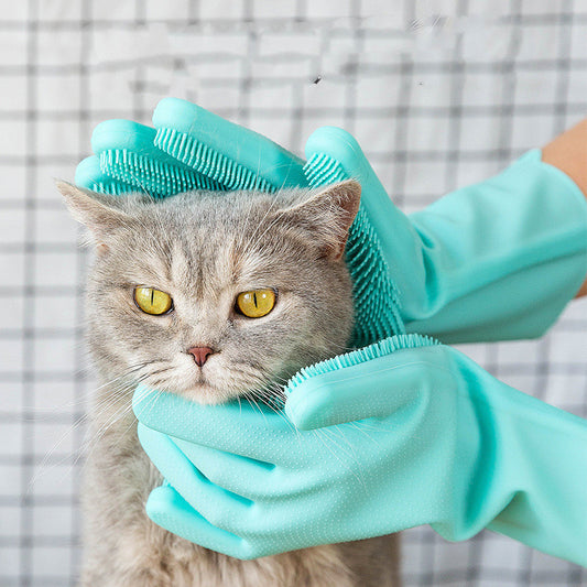 Silicone Pet Grooming Glove – Bath & Massage Brush for Dogs & Cats